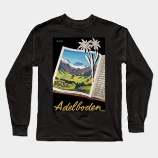 Adelboden, Switzerland, Vintage Travel Ski Poster Long Sleeve T-Shirt